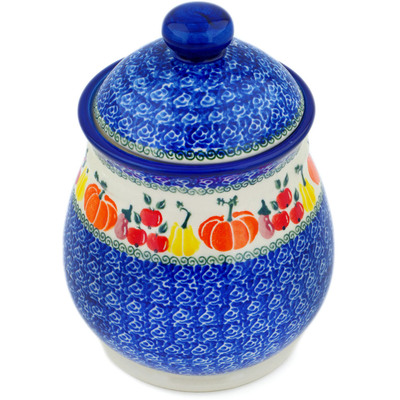 Polish Pottery Jar with Lid 8&quot; Fresh Vegetable Garden