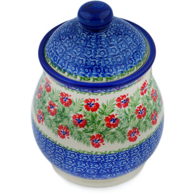 Polish Pottery Jar with Lid 8&quot; Midsummer Bloom