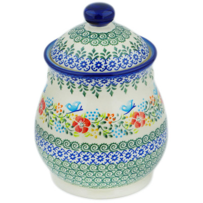Polish Pottery Jar with Lid 8&quot; Ring Of Meadow Flowers
