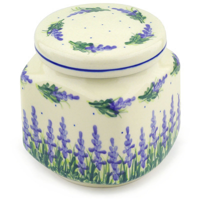 Polish Pottery Jar with Lid 9&quot; Bluebonnet Fields