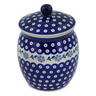 Polish Pottery Jar with Lid 9&quot; Peacock Forget-me-not