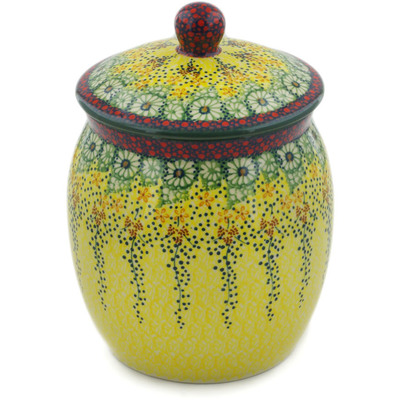 Polish Pottery Jar with Lid 9&quot; Sunshine Grotto UNIKAT