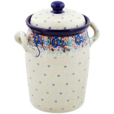 Polish Pottery Jar with Lid and Handles 11&quot; Autumn Bunch UNIKAT