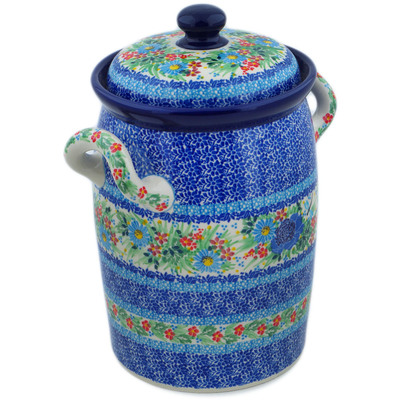 Polish Pottery Jar with Lid and Handles 11&quot; Dragonfly Paradise UNIKAT