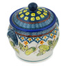 Polish Pottery Jar with Lid and Handles 6&quot; Cucumber Patch