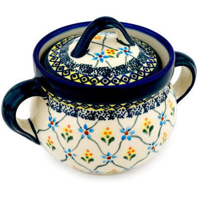 Polish Pottery Jar with Lid and Handles 6&quot; Princess Royal
