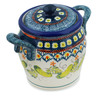 Polish Pottery Jar with Lid and Handles 7&quot; Cucumber Patch