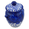 Polish Pottery Jar with Lid and Handles 7&quot; Divine Cobalt UNIKAT