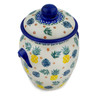 Polish Pottery Jar with Lid and Handles 7&quot; Pineapple Parade