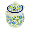 Polish Pottery Jar with Lid and Handles 8&quot; Forget-me-not Field