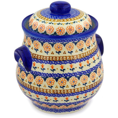 Polish Pottery Jar with Lid and Handles 9&quot; Amarillo