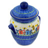 Polish Pottery Jar with Lid and Handles 9&quot; Beekeeper Gnome UNIKAT