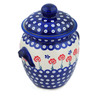 Polish Pottery Jar with Lid and Handles 9&quot; Blue Eye Spring