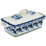 Polish Pottery Jar with Lid and Handles 9&quot; Flowers At Dusk