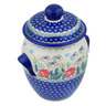 Polish Pottery Jar with Lid and Handles 9&quot; Fresh Happiness UNIKAT