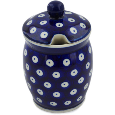 Polish Pottery Jar with Lid with Opening 4&quot; Blue Eyes