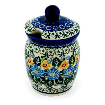 Polish Pottery Jar with Lid with Opening 4&quot; Star Path UNIKAT