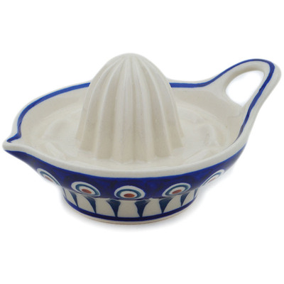 Polish Pottery Juice Reamer 5&quot; Peacock Eyes