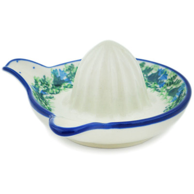 Polish Pottery Juice Reamer Small Blue Bell Wreath
