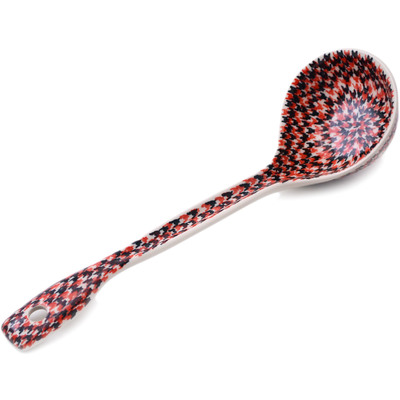 Polish Pottery Ladle 13&quot; Bold Houndstooth