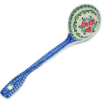 Polish Pottery Ladle 13&quot; Red Pansy