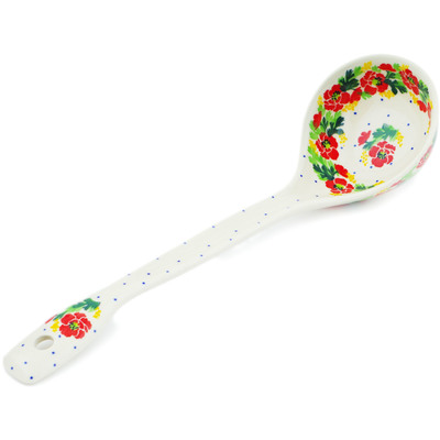 Polish Pottery Ladle 13&quot; Red Poppy Chain