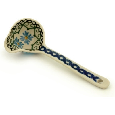 Polish Pottery Ladle 7&quot; Chickory Heart Vines