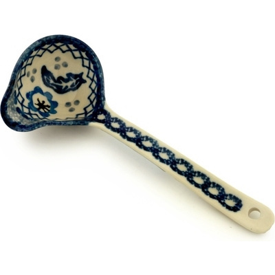 Polish Pottery Ladle 7&quot; Feathers And Flowers