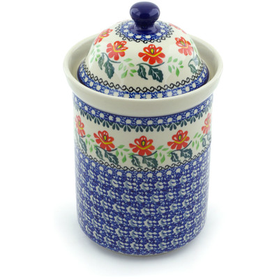 Polish Pottery Large Canister 11&quot; Christmas Rose