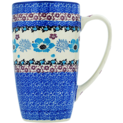 Polish Pottery Latte Mug Blooming Blues