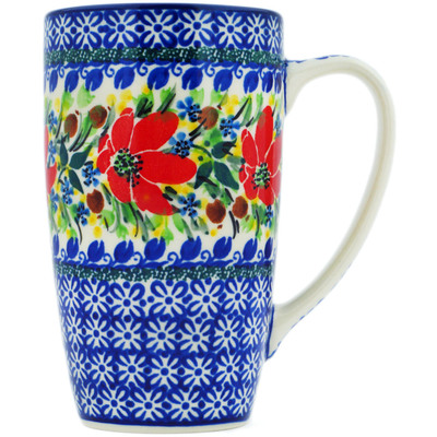 Polish Pottery Latte Mug Blooming Daisies UNIKAT