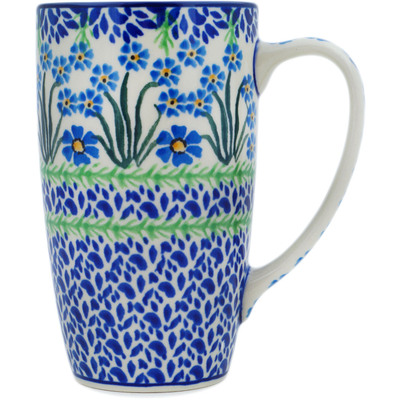 Polish Pottery Latte Mug Blue April Showers