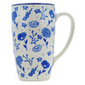 Polish Pottery Latte Mug Blue Flora