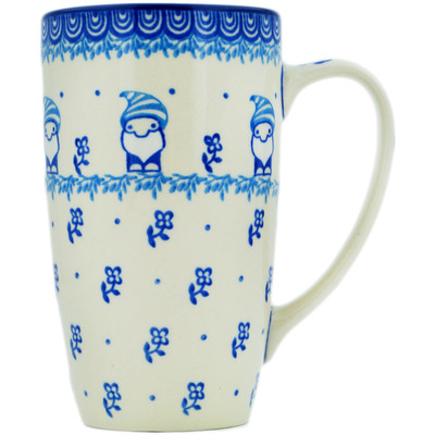 Polish Pottery Latte Mug Blue Gnome