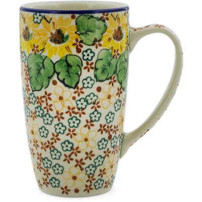 Polish Pottery Latte Mug Country Sunflower UNIKAT