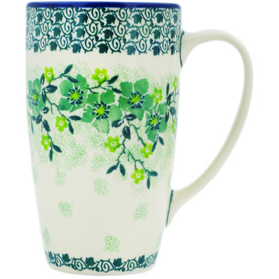 Polish Pottery Latte Mug Evergreen Wreath