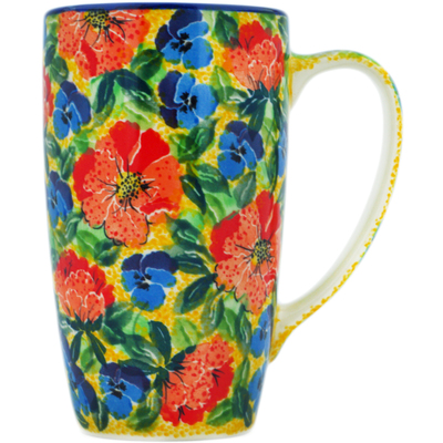 Polish Pottery Latte Mug Flowers Collected On A Sunny Day UNIKAT
