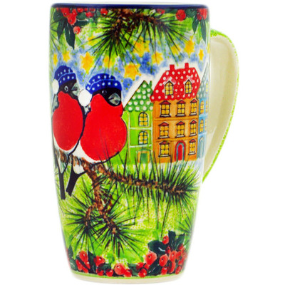 Polish Pottery Latte Mug L98 Winter In Boleslawiec UNIKAT