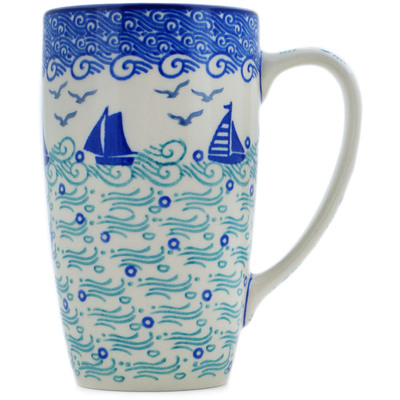Polish Pottery Latte Mug Sailing Day