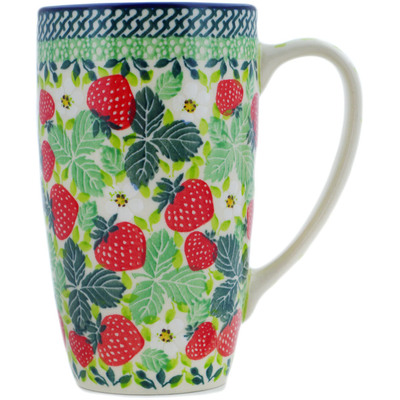 Polish Pottery Latte Mug Summer Strawberry UNIKAT