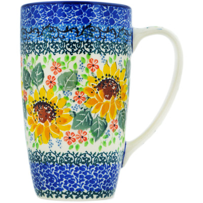Polish Pottery Latte Mug Summer Sunflowers UNIKAT
