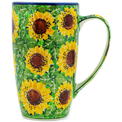 Polish Pottery Latte Mug Sunflower Bliss UNIKAT