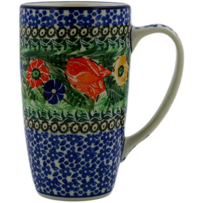 Polish Pottery Latte Mug Wildflower Path UNIKAT