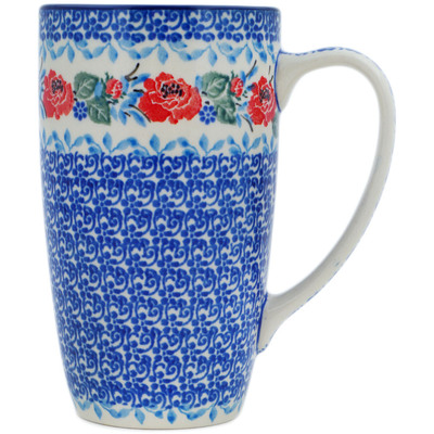 Polish Pottery Latte Mug Wrapped In Flowers