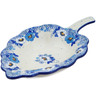 Polish Pottery Leaf Shaped Bowl 11&quot; Blue Spring Blue