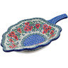 Polish Pottery Leaf Shaped Bowl 11&quot; Red Pansy