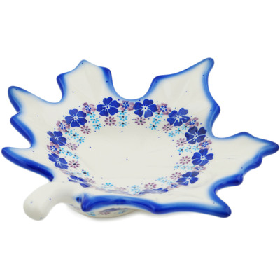 Polish Pottery Leaf Shaped Bowl 9&quot; The Floral Wish