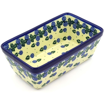 Polish Pottery Loaf Pan 8&quot; Blackberry Delight