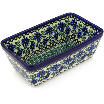 Polish Pottery Loaf Pan 8&quot; Blue Chicory