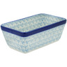 Polish Pottery Loaf Pan 8&quot; Blue Water Lily
